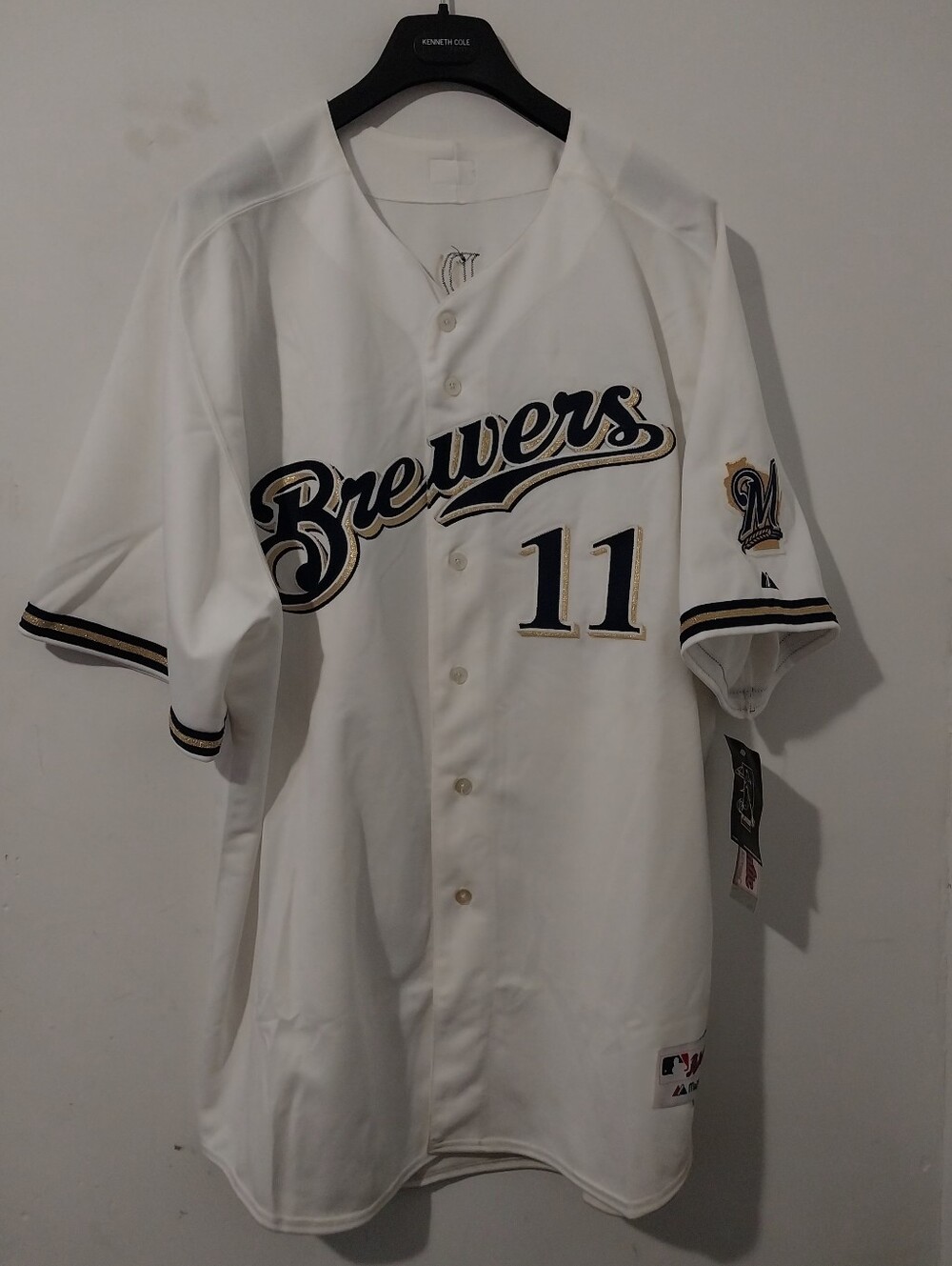 Majestic Vtg. Milwaukee Brewers Lyle Overbay Home Authentic Jersey Size 69